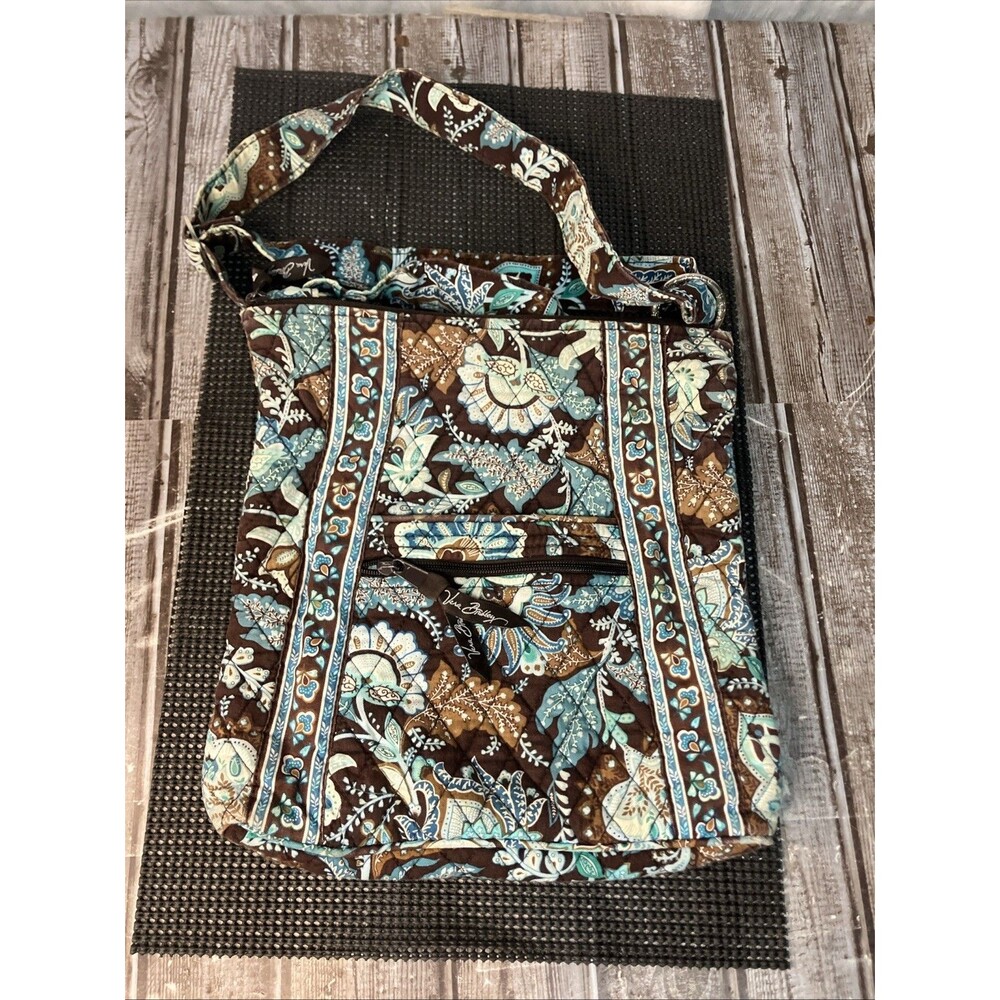 Vera Bradley Hipster Crossbody Bag Java Blue Retired Quilted Floral 10” X 9.5”
